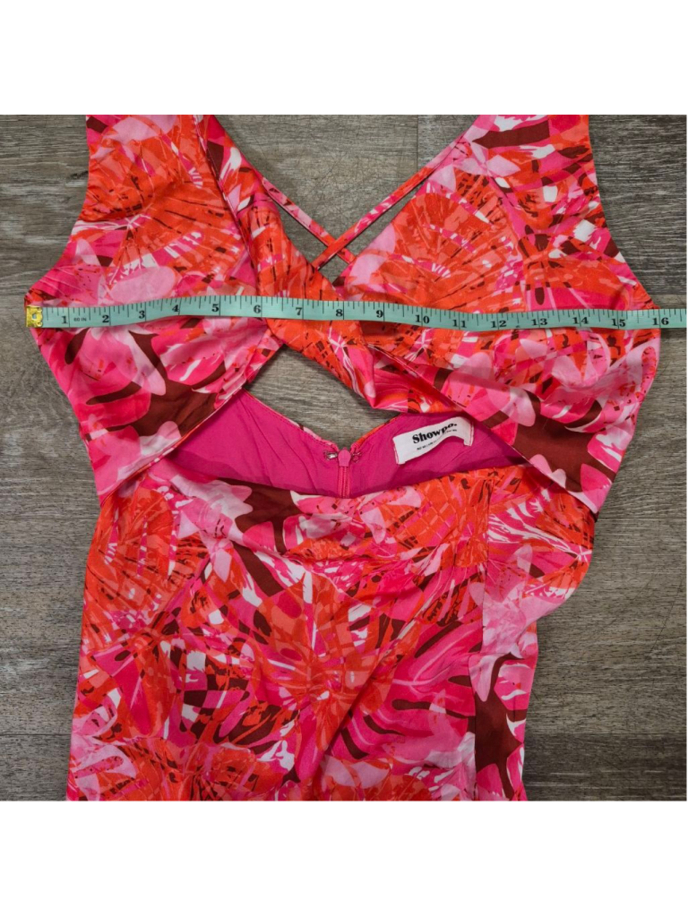 Women's Showpo. Pink Orange Floral Cutout Maxi Dress Size 6 - Picture 7 of 11